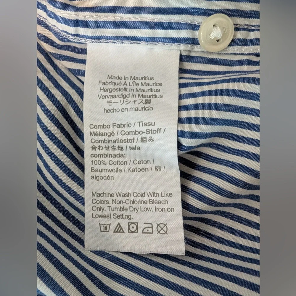 J. Crew Men’s Secret Wash Cotton Classic Fit Poplin Shirt in Stripe Size Large